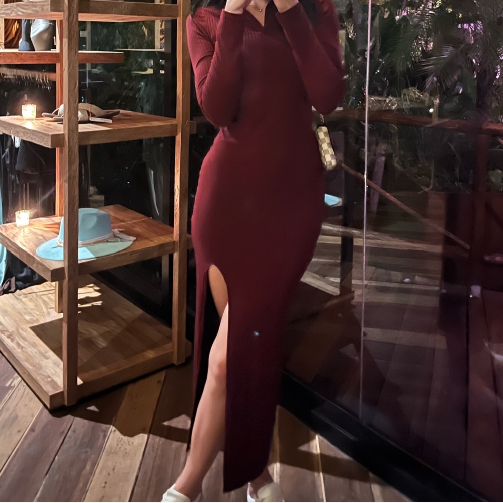 Cali Ribbed Maxi Dress - Wine